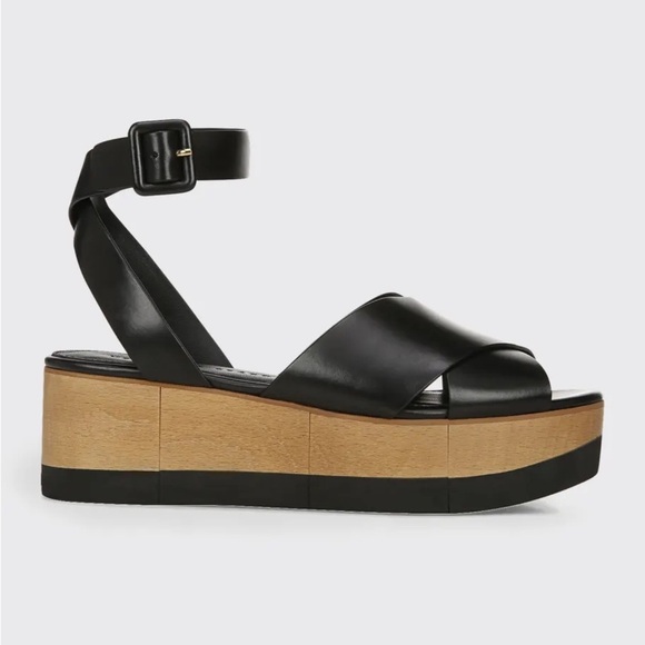 Veronica Beard / crisscross new Wynie Platform Sandals black leather 7.5 - Picture 1 of 7